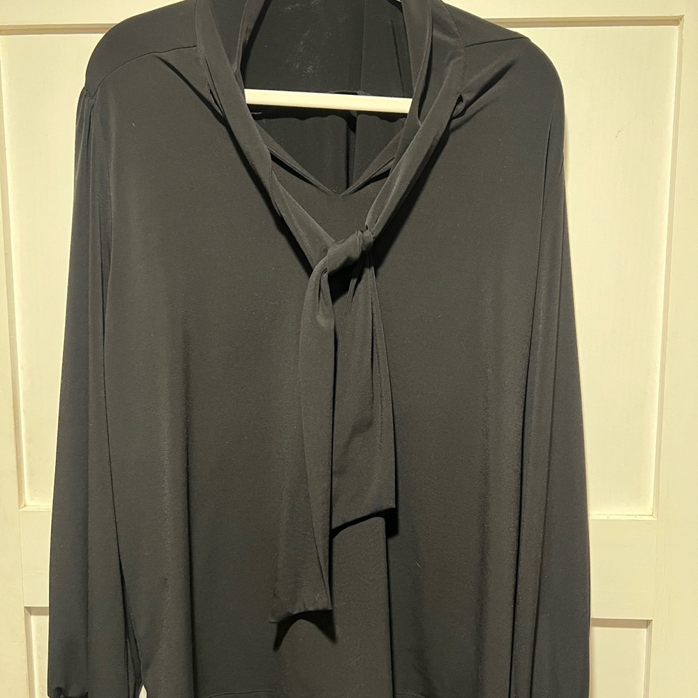 Ann Taylor Tie Neck Blouse - Black